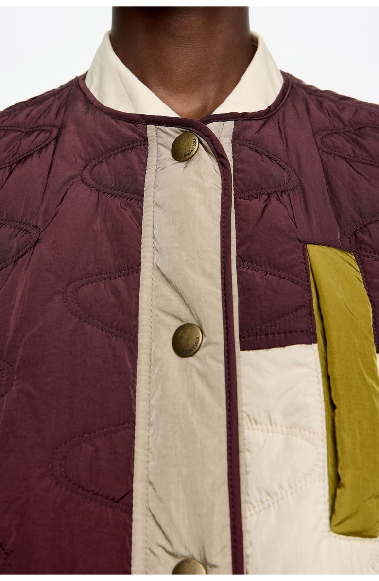 Bimba y Lola Multicolor Patchwork Padded Jacket, Alternate, color, Burgundy