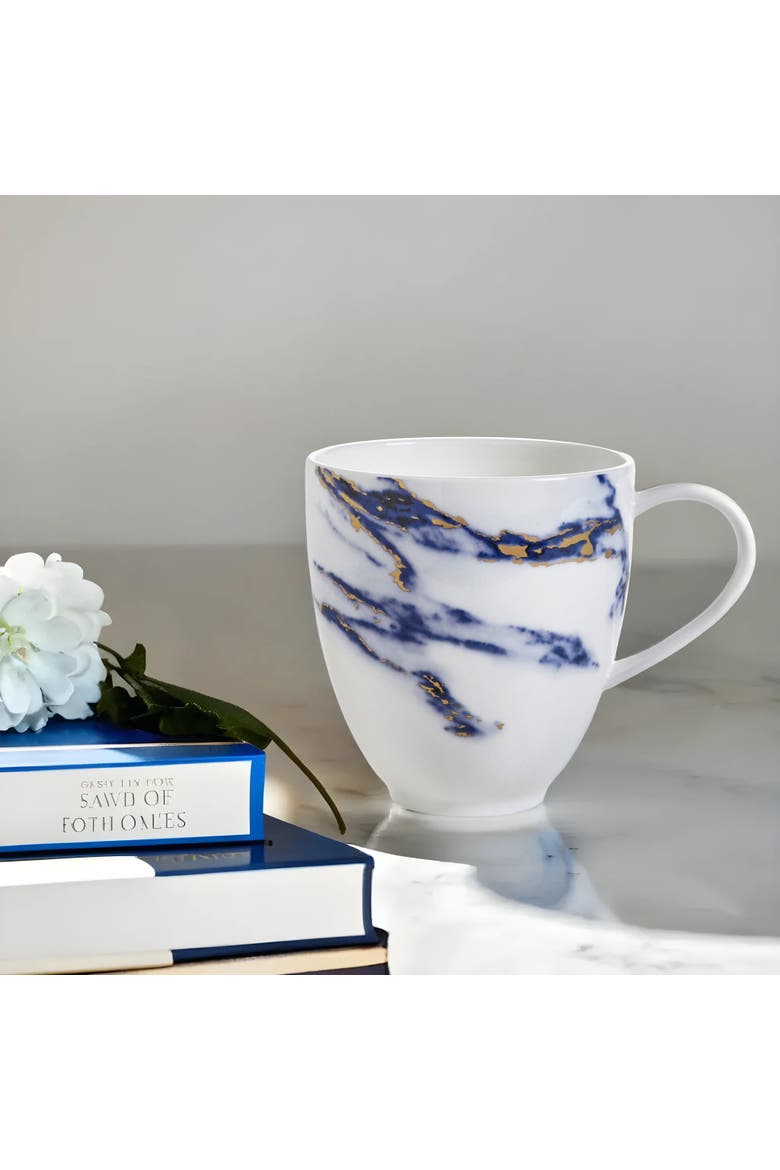 Marble Azure Barrel Mug, Set of 2, Alternate, color, White