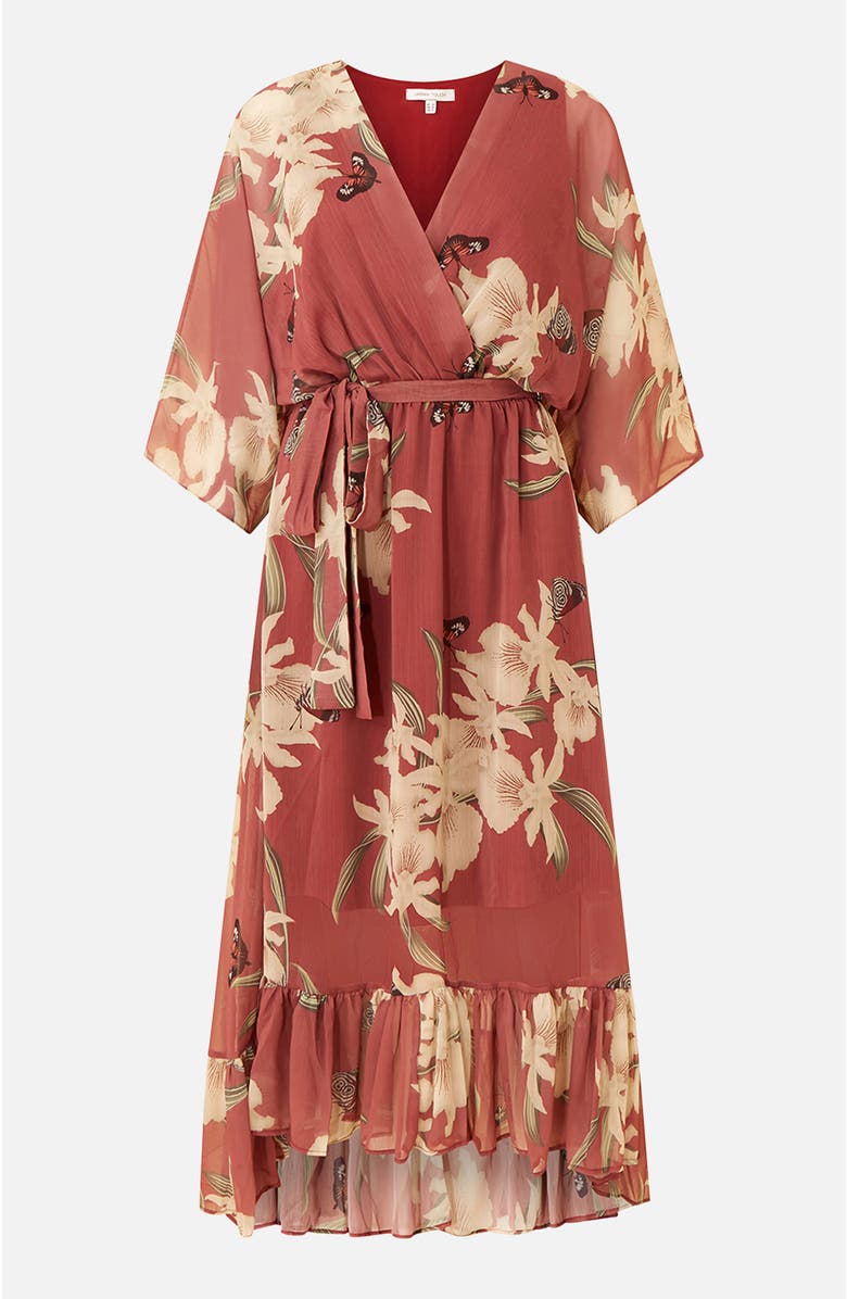 Yumi Floral Print Midi Wrap Dress, Alternate, color, Rose Pink