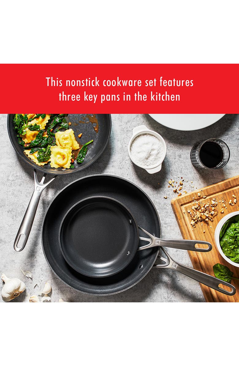 ZWILLING Motion Hard Anodized Aluminum Nonstick Fry Pan 3-Piece Set, Alternate, color, Aluminum