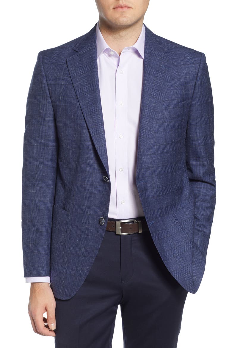 Classic Fit Plaid Wool Sport Coat, Main, color, NAVY