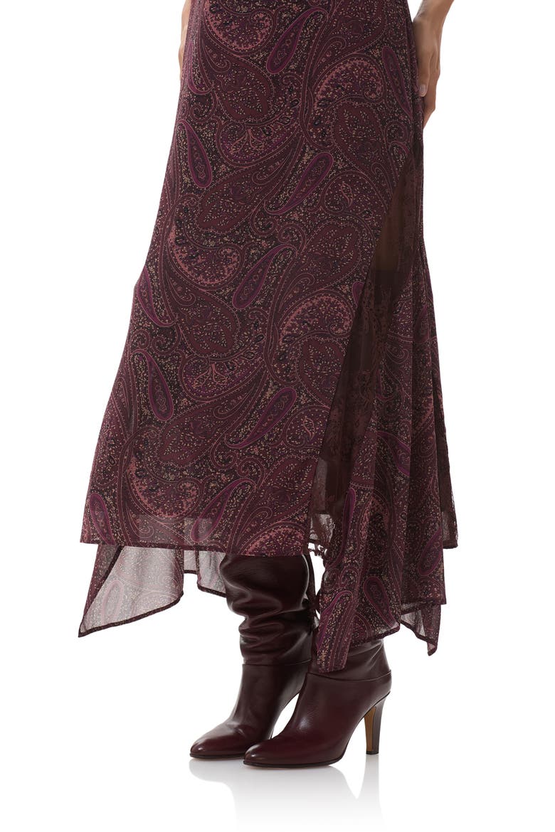 Christina Paisley Empire Waist Chiffon Maxi Dress, Alternate, color, CHOCOLATE PAISLEY