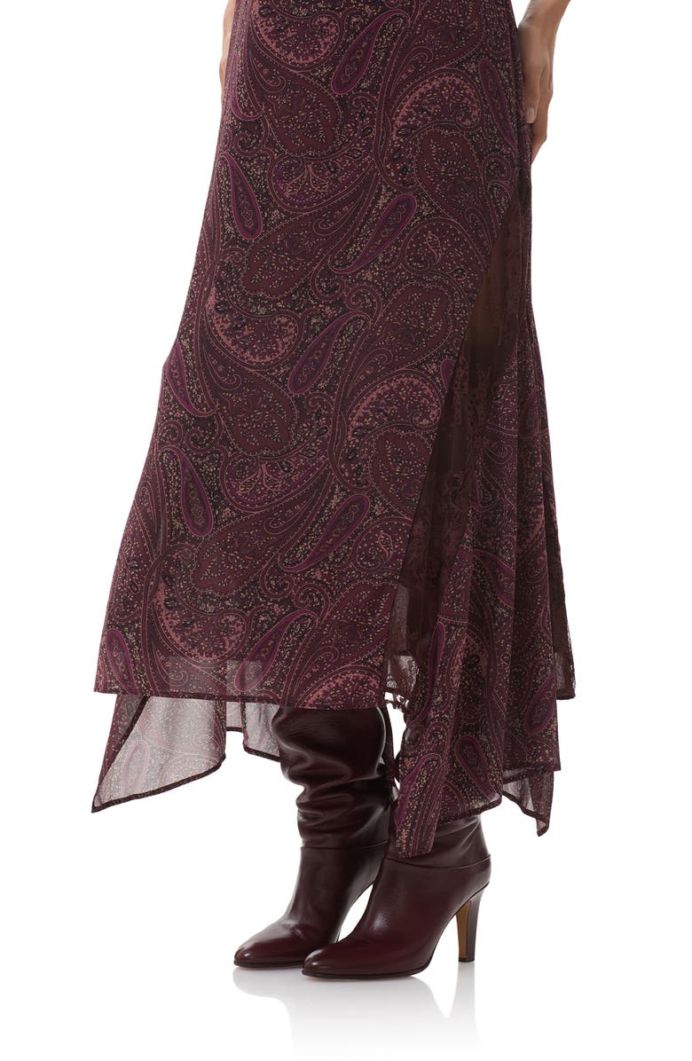AFRM Christina Paisley Empire Waist Chiffon Maxi Dress, Alternate, color, Chocolate Paisley