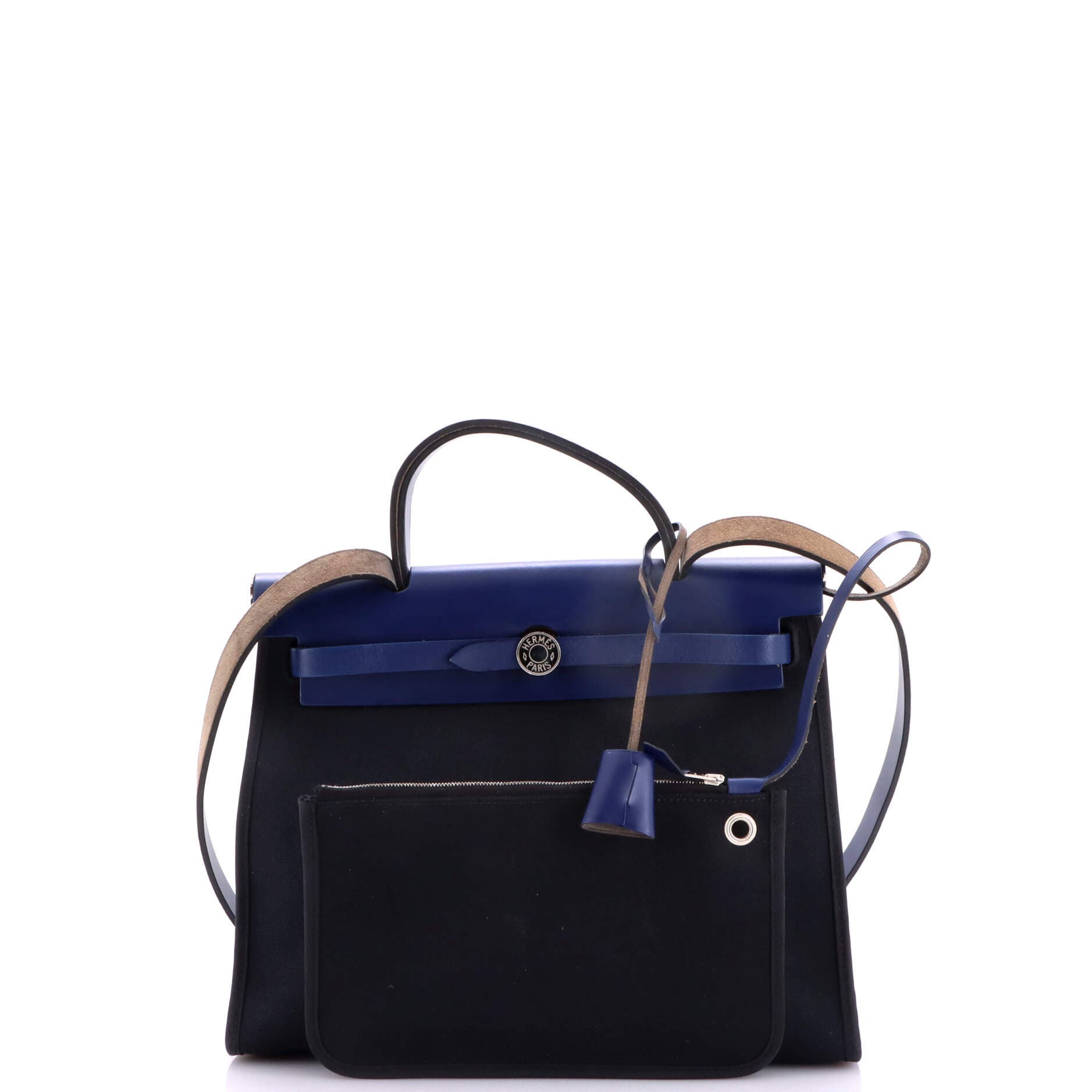 Pre-Owned Hermes Herbag Zip Leather and Toile 31, Alternate, color, Noir