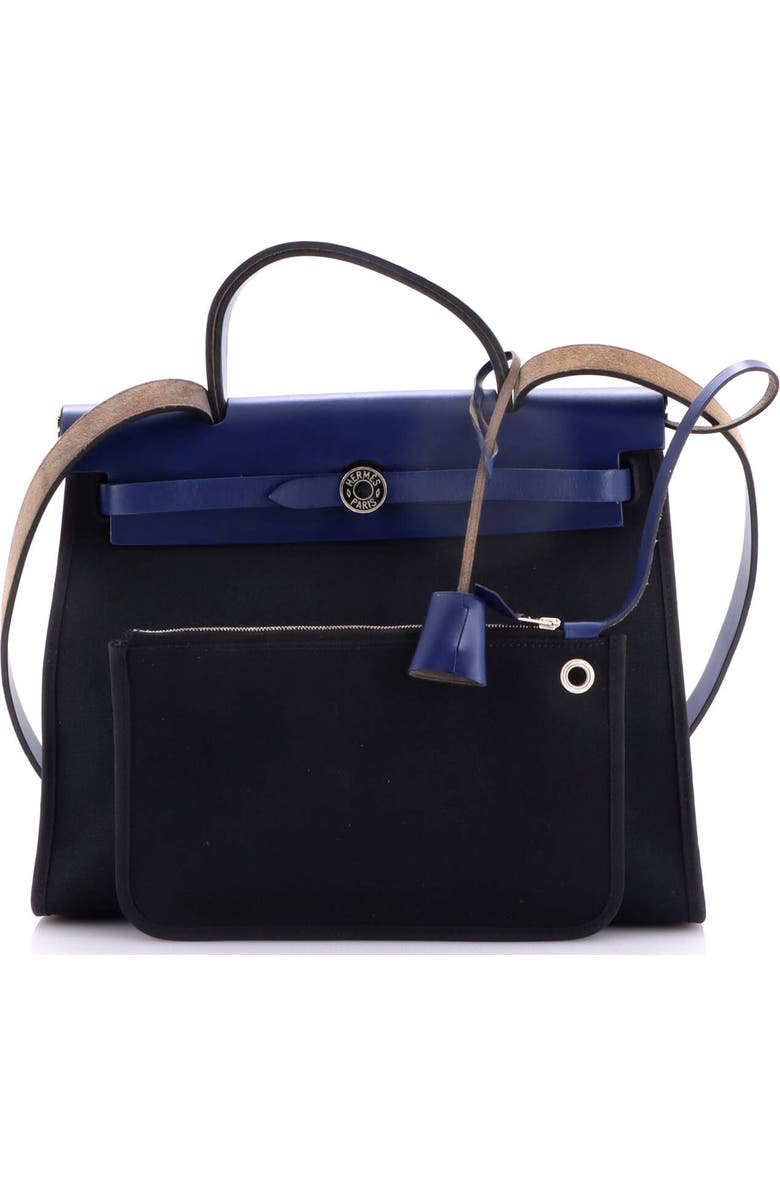 Pre-Owned Hermes Herbag Zip Leather and Toile 31, Alternate, color, Noir