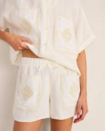 Haven Well Within Organic Cotton Linen Embroidered Pocket Shorts