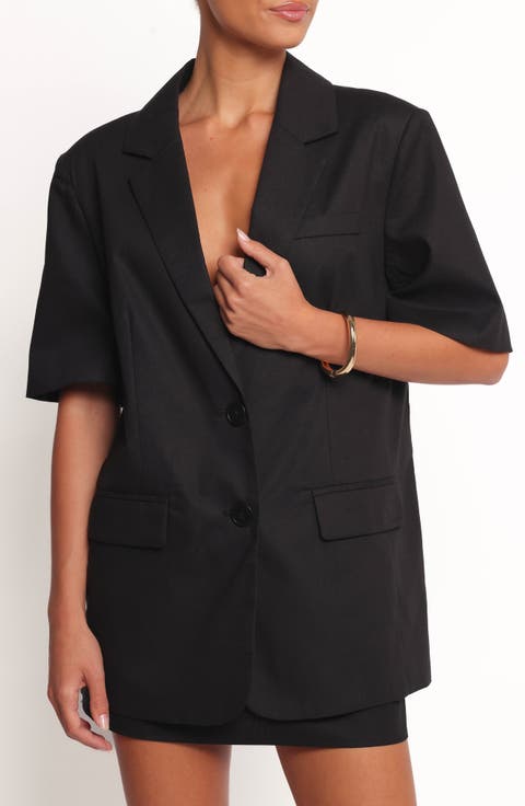 Brielle Short Sleeve Cotton & Linen Blazer