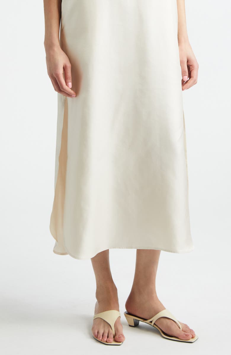 LOULOU DE SAISON Paloma Twist Detail Silk Twill Dress, Alternate, color, Ivory