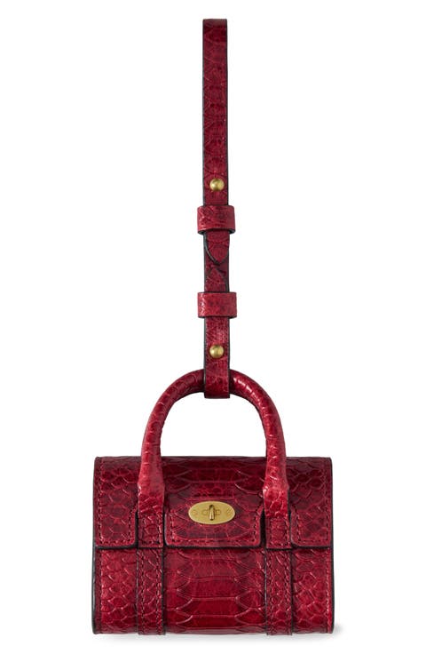 Mini Bayswater Snakeskin Embossed Leather Bag Charm