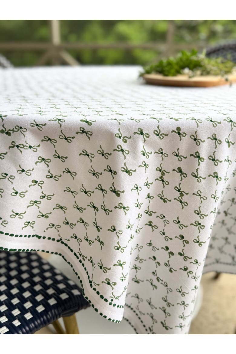 Bow Table Throw, Alternate, color, Sage & Evergreen