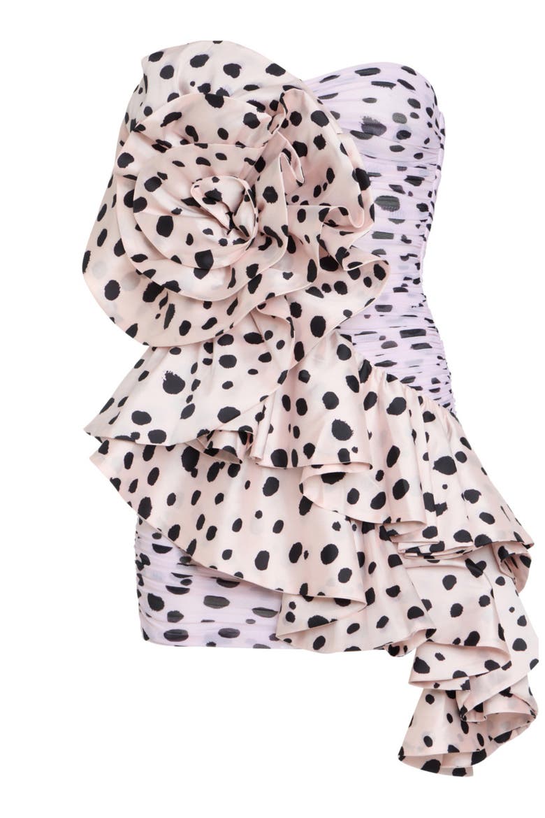 Peony Dots  Mini Dress, Alternate, color, OFF WHITE