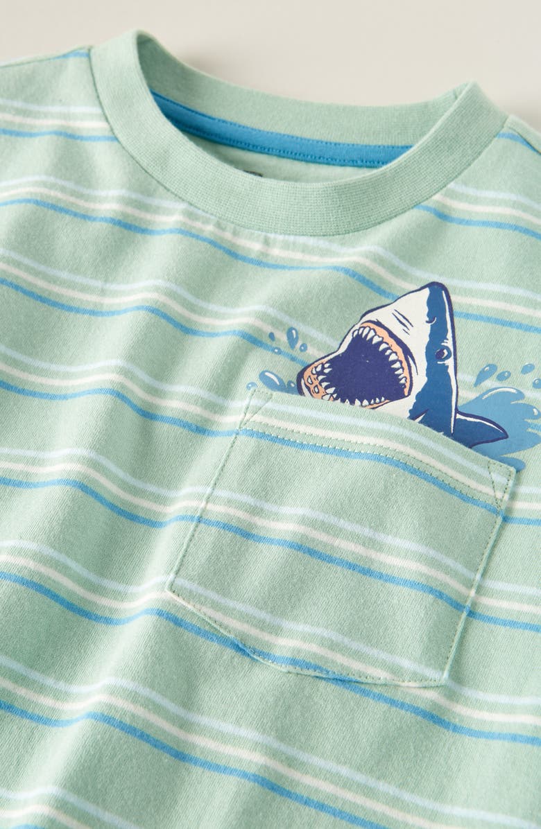 Tucker + Tate Kids' Stripe Cotton Graphic Pocket T-Shirt, Alternate, color, Green Liam Stripe- Shark Jaw