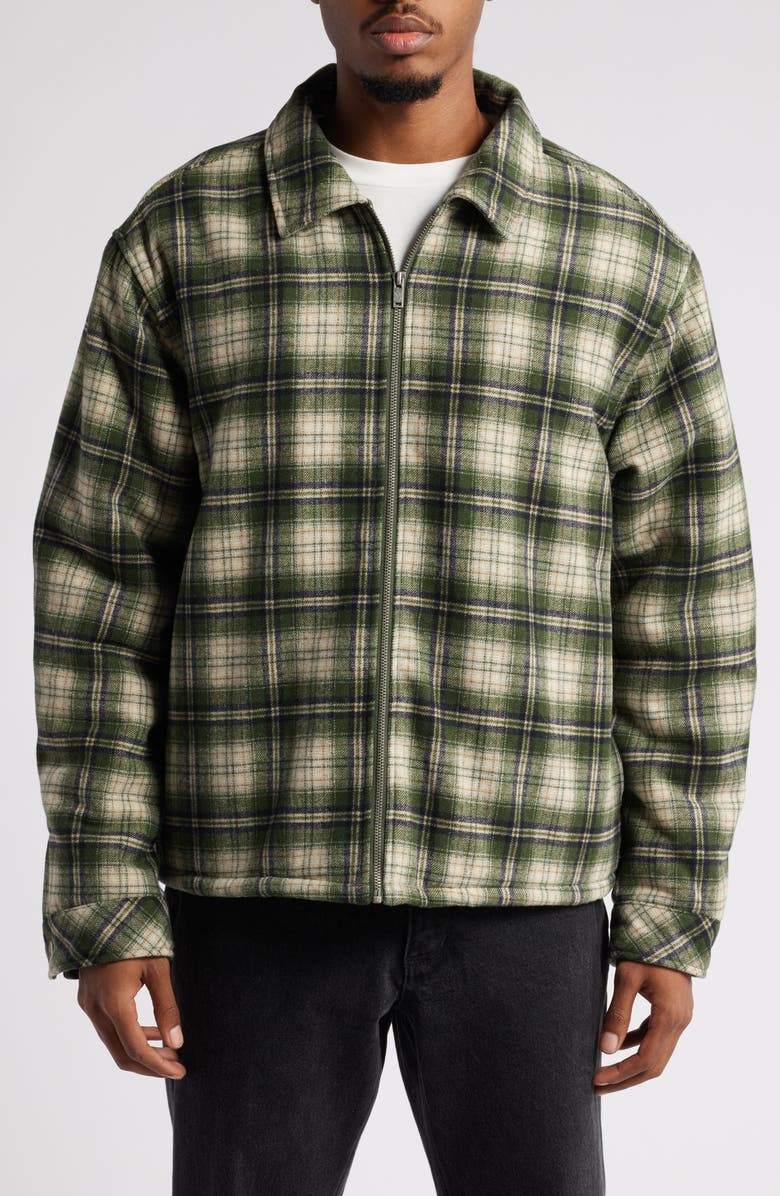 Museum of Peace & Quiet Fleece Lined Plaid Flanel Zip-Up Shirt Jacket, Alternate, color, 