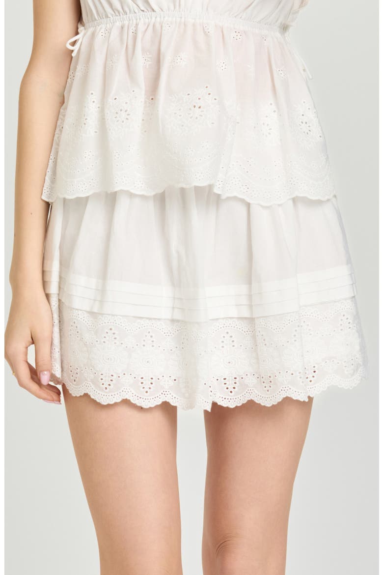 x Hannah Lovey Porter Goldie Embroidered Detail Cotton Miniskirt (Nordstrom Exclusive), Alternate, color, IVORY