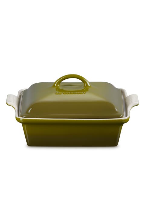 Heritage 2-Quart Covered Square Stoneware Casserole