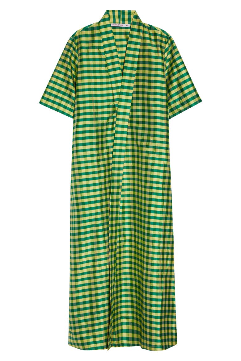 Gingham Check Silk Taffeta Tunic, Alternate, color, GINGHAM GREEN YELLOW