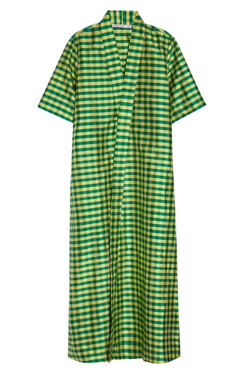 Gingham Check Silk Taffeta Tunic