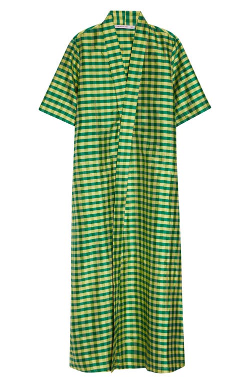 Coming Of Age Gingham Check Silk Taffeta Tunic In Animal Print