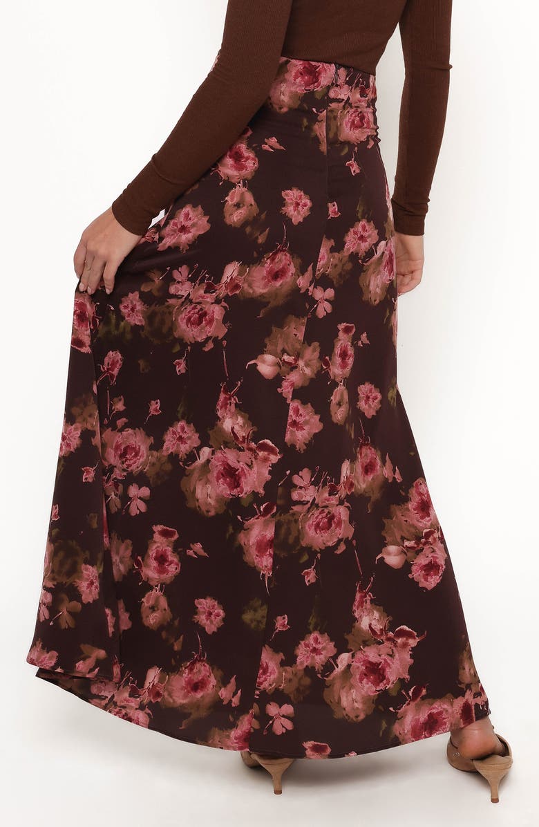 Petal & Pup Vivie Floral Print Maxi Skirt, Alternate, color, Chocolate Floral