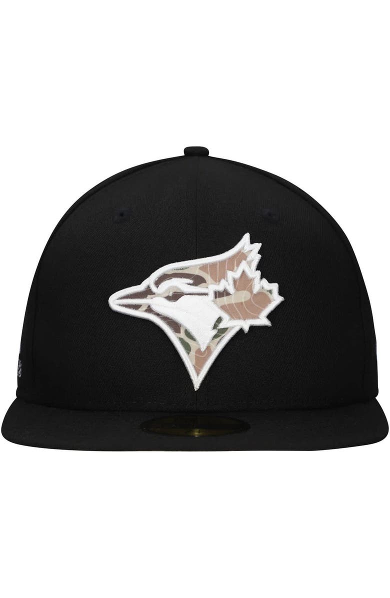 New Era Men's New Era Black Toronto Blue Jays Troop Chant Camo Undervisor 59FIFTY Fitted Hat, Alternate, color, 