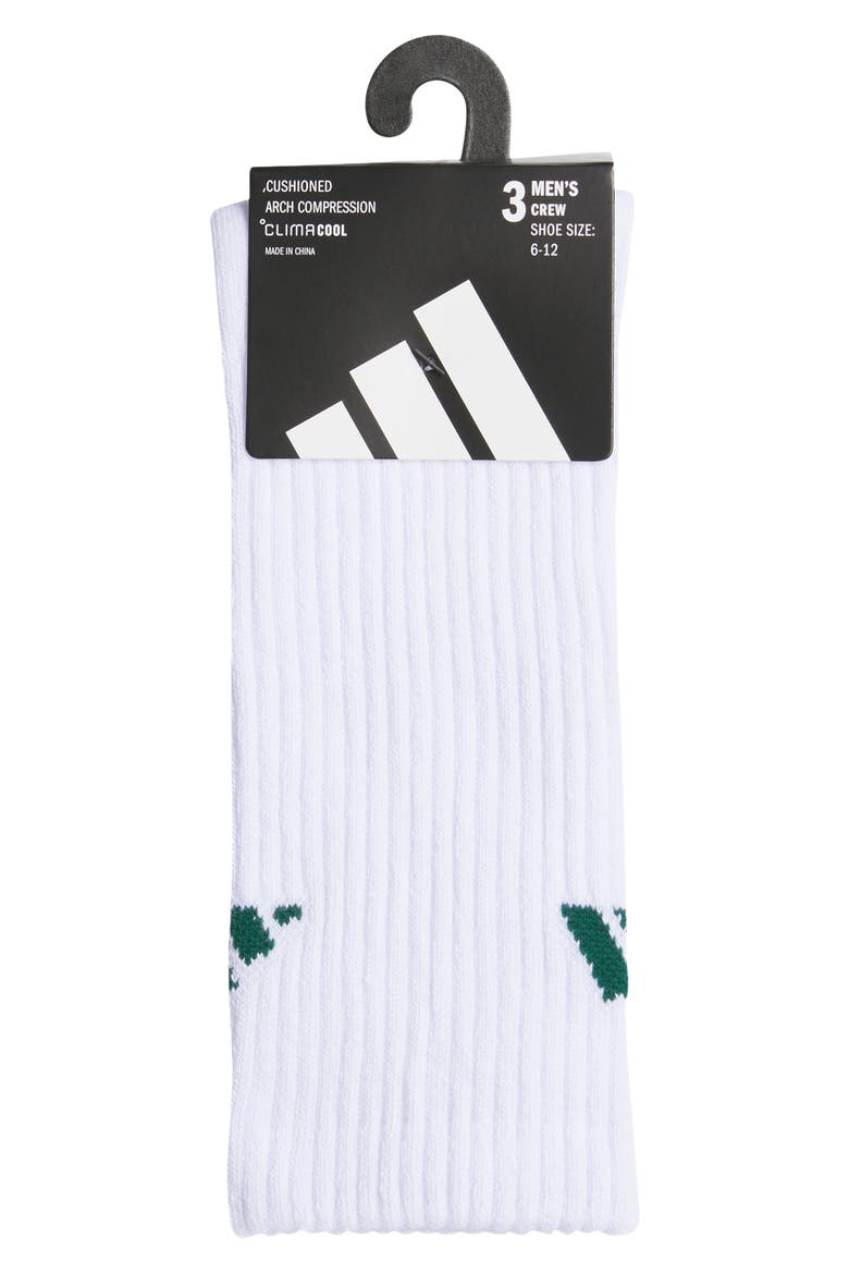 Cushioned 4.0 Assorted 3-Pack Crew Socks, Alternate, color, WHITE/ COLLEGIATE GREEN/ BLACK