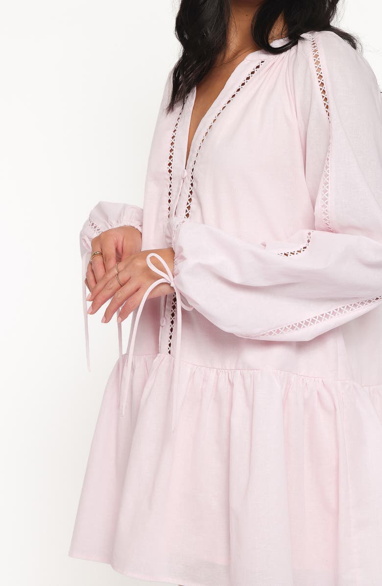 Petal & Pup Hart Long Sleeve Cotton & Linen Minidress, Alternate, color, Pink