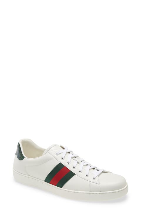 スニーカー GUCCI  Sneakers Men Leather White/Black luxury-men-gucci-used-shoes-