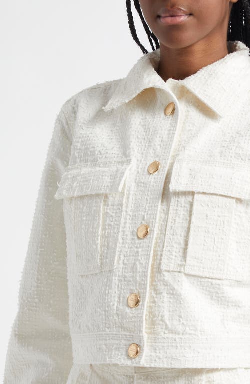 Farm Rio Cotton Tweed Jacket In Off-white