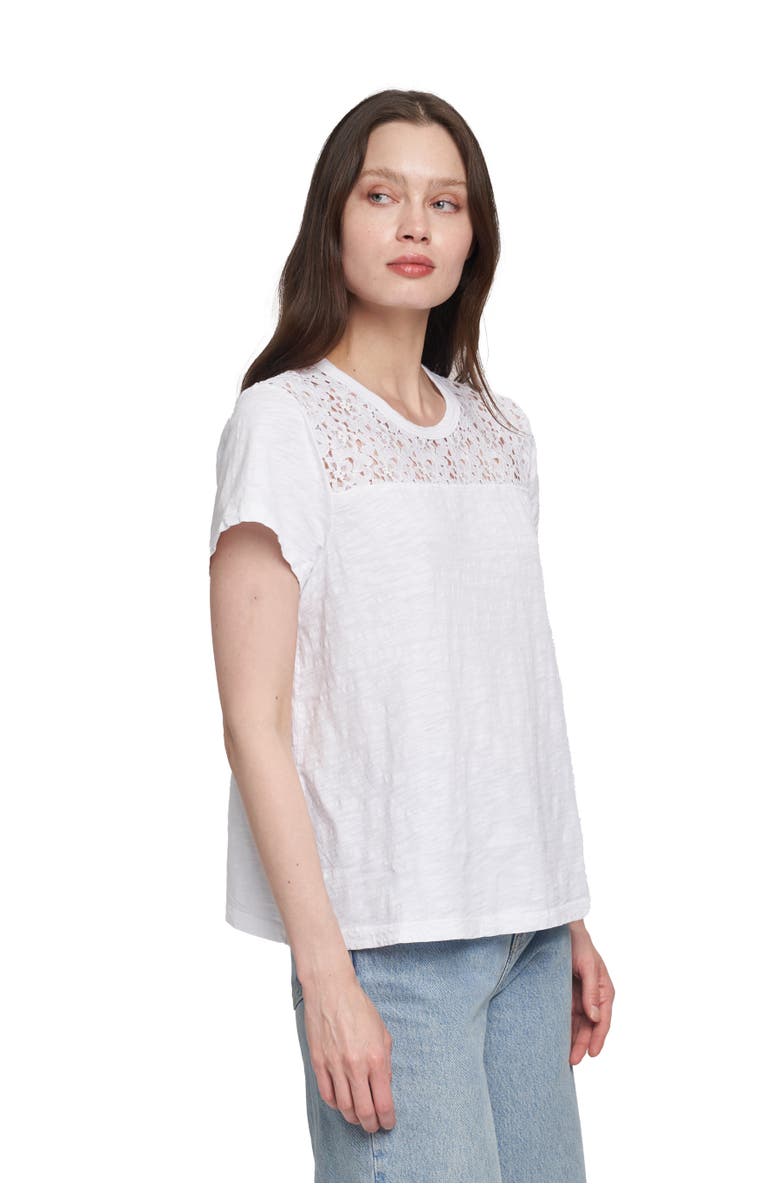 WILT Clothing Easy Short Sleeve Crew Lace Yoke, Alternate, color, Black