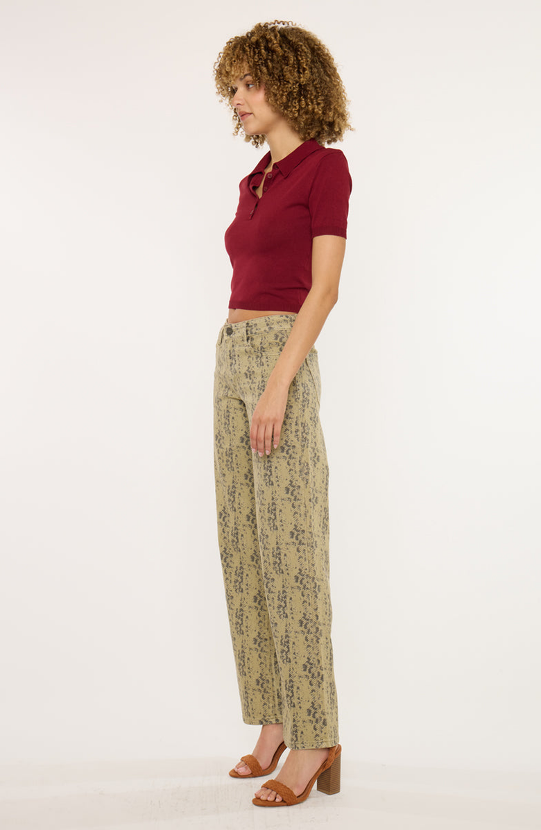 KanCan Renae Mid Rise Slim Wide Leg Jeans, Alternate, color, Olive Snakeskin