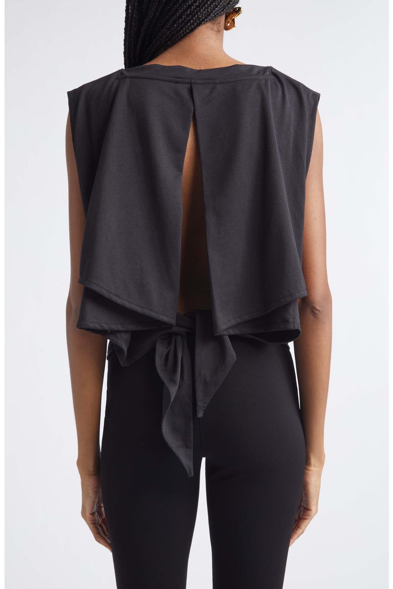 Le Moisson Draped Paper Jersey Apron Top, Alternate, color, BLACK