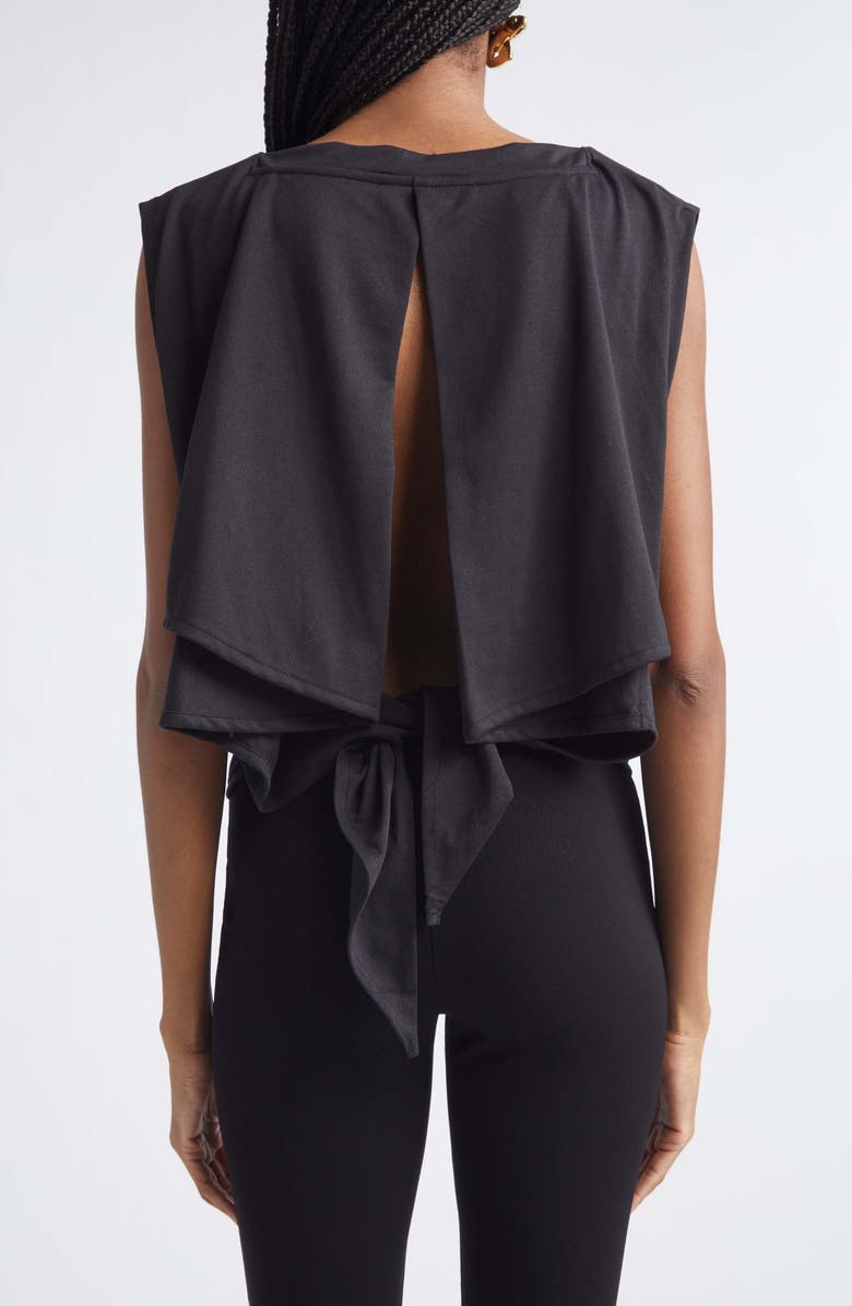 Jacquemus Le Moisson Draped Paper Jersey Apron Top, Alternate, color, Black