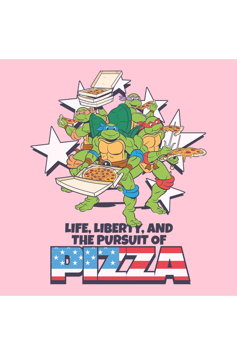 Girl's Teenage Mutant Ninja Turtles Liberty and the Pursuit of Pizza  Graphic T-Shirt, Alternate, color, Light Pink