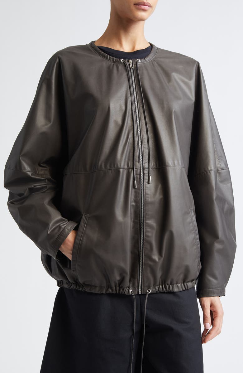 PARTOW Bond Drawstring Leather Jacket, Alternate, color, Charcoal