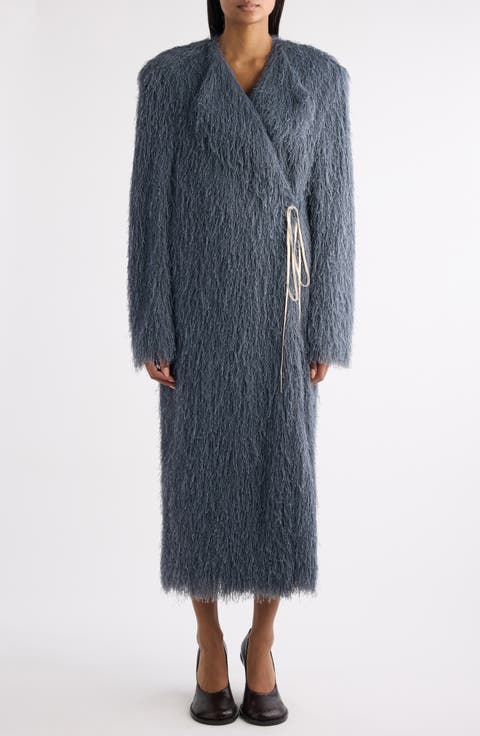 Rivla Eyelash Fringe Wrap Coat