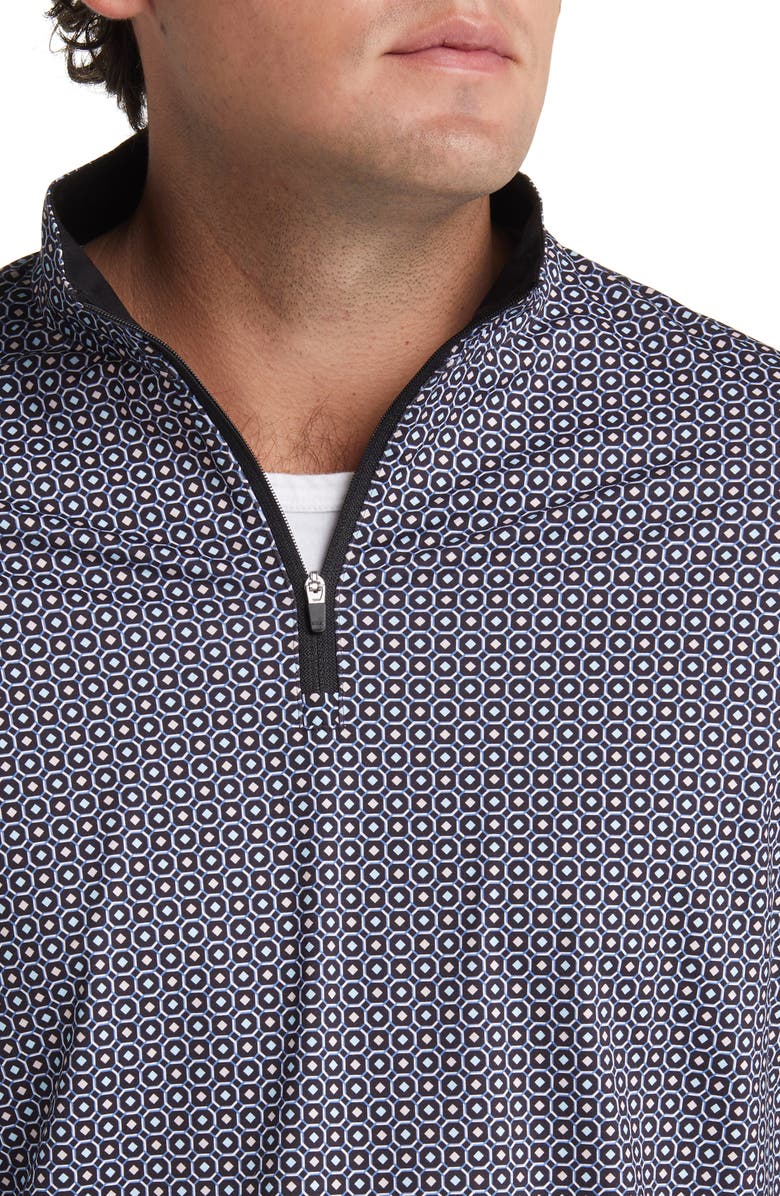 Bugatchi OoohCotton<sup>®</sup> Print Quarter Zip Pullover, Alternate, color, Turquoise