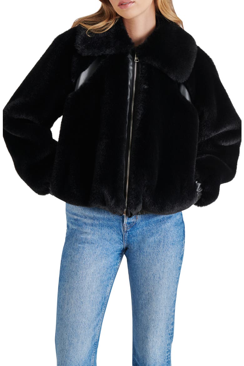 Zephrine Faux Fur Jacket, Main, color, BLACK