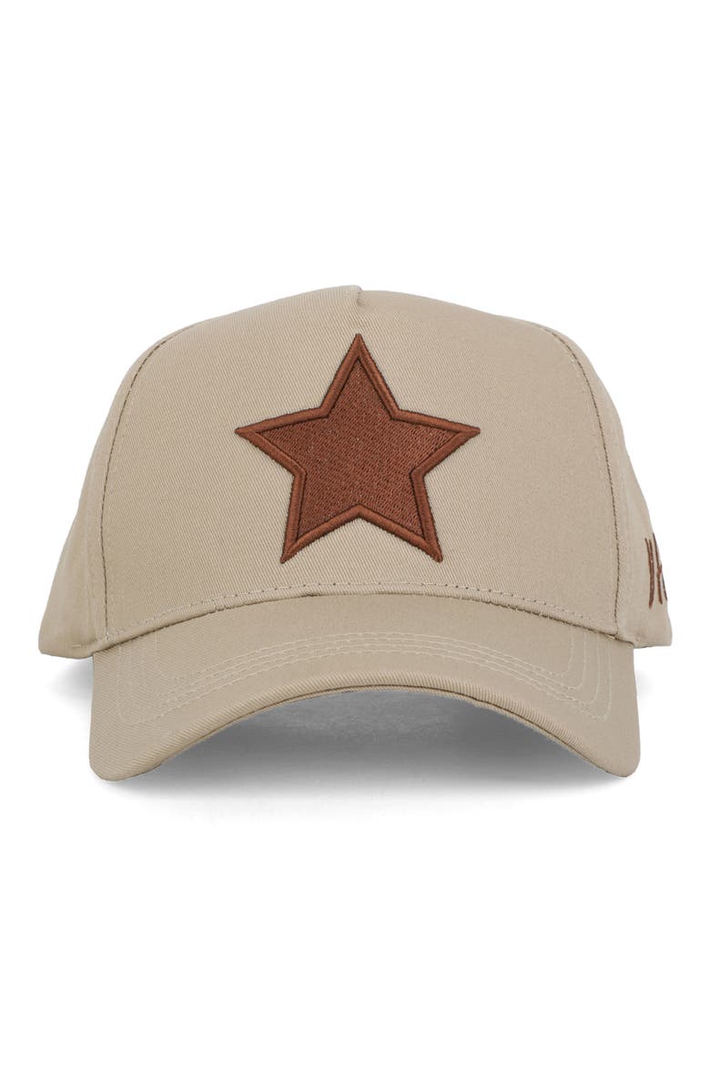Embroidered Star Patch Baseball Cap, Main, color, KHAKI/ BROWN