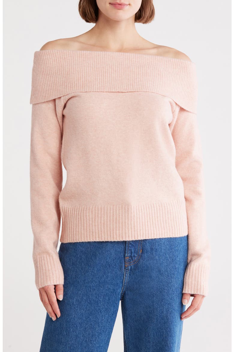 Cloud Off the Shoulder Sweater, Main, color, ROSE SMOKE