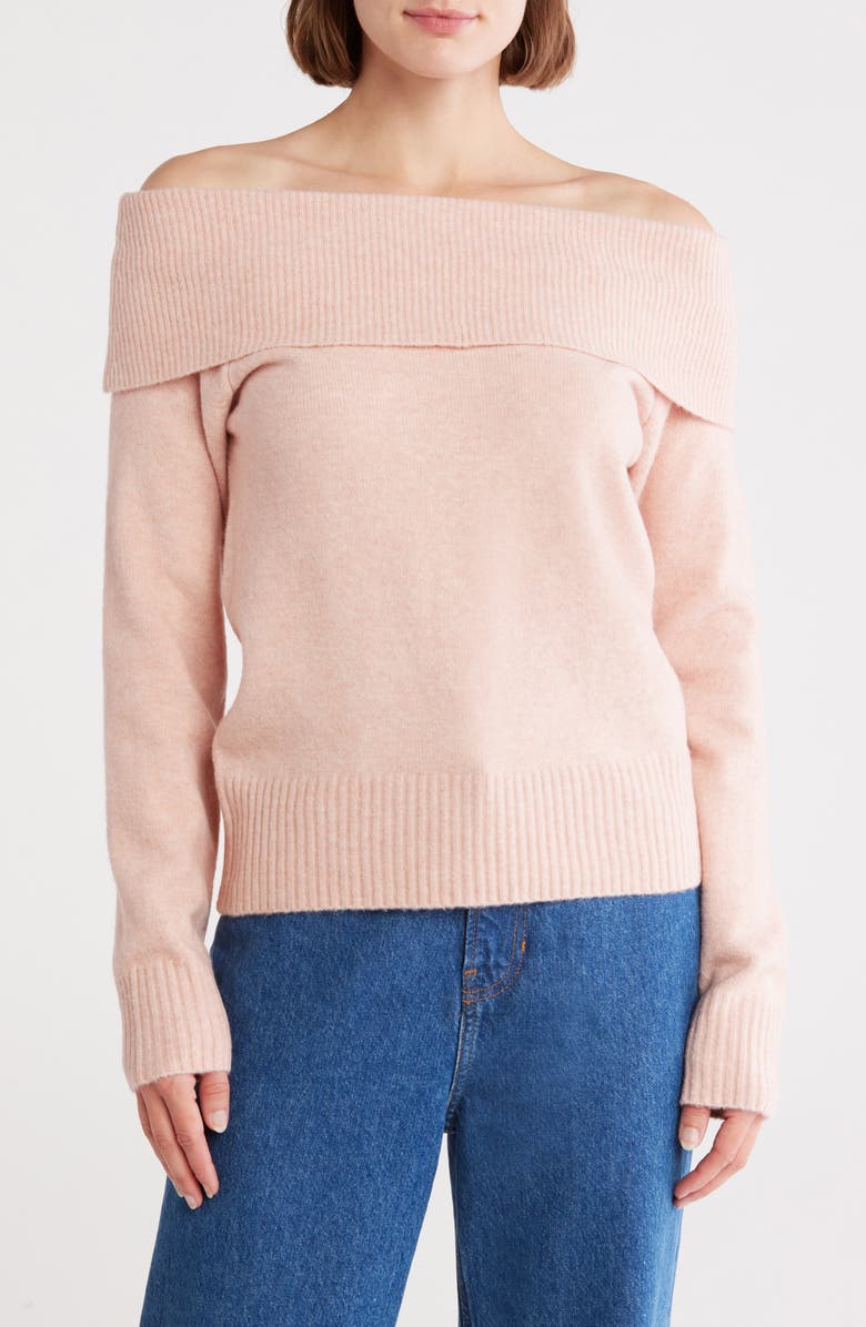 Lucky Brand Cloud Off the Shoulder Sweater, Main, color, Rose Smoke