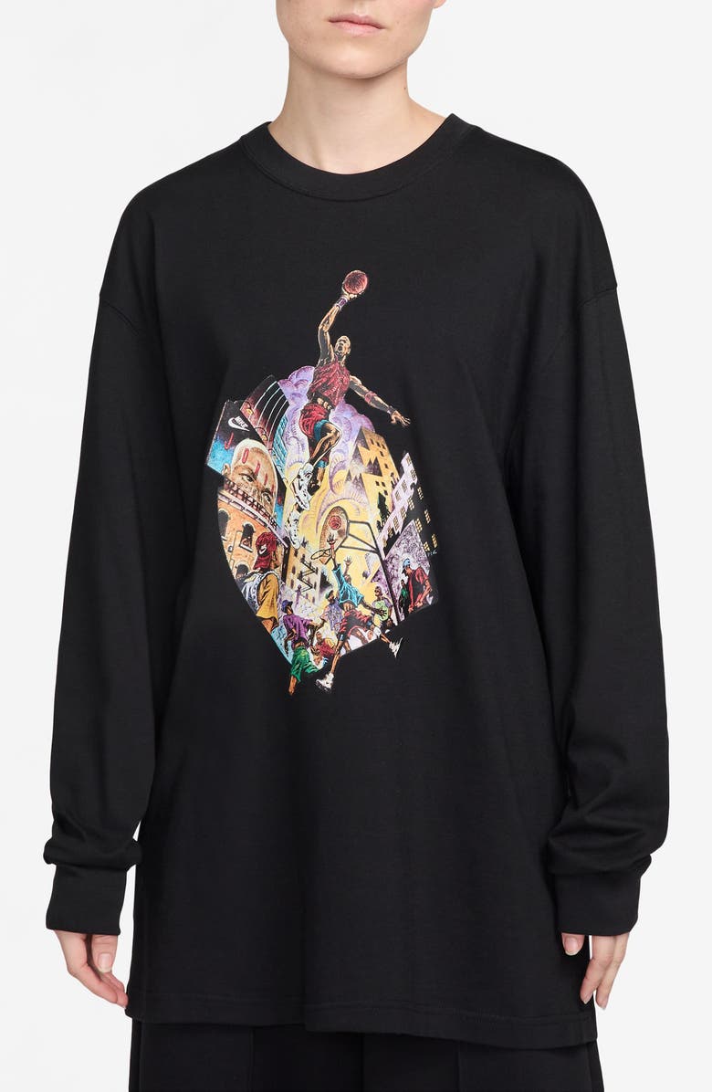 Jordan Oversize Long Sleeve Cotton Graphic T-Shirt, Main, color, 