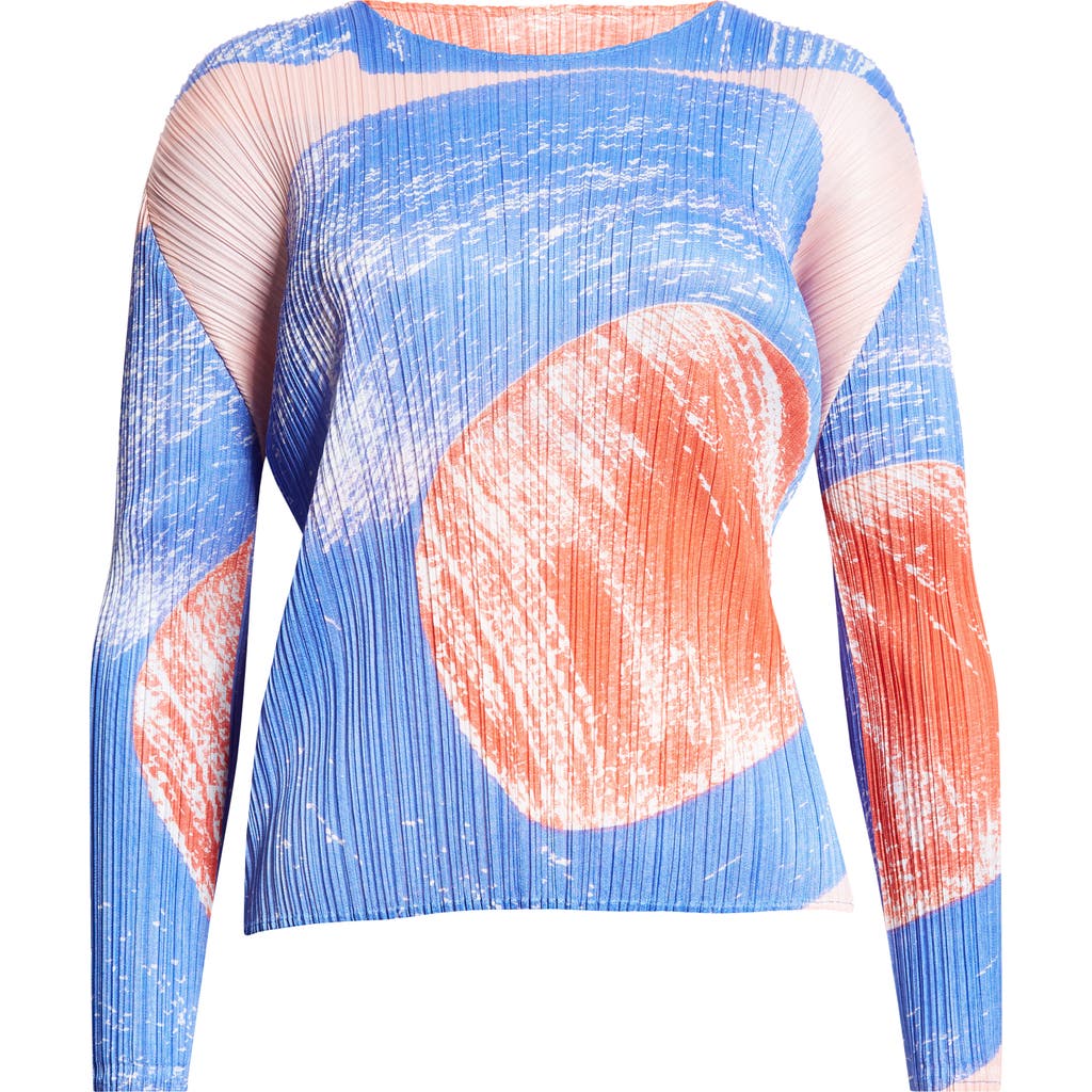 Shop Issey Miyake Pleats Please Backlight Pleated Top In Blue/red