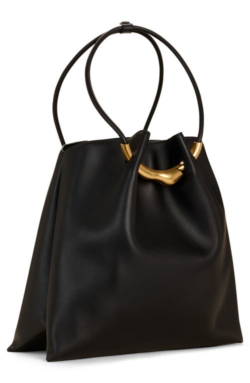 Cult Gaia Double Handle Shoulder Bag In Black Leather