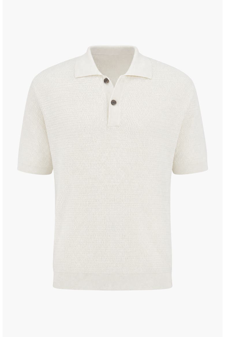 Textured Knit Short Sleeve Polo Shirt, Alternate, color, White