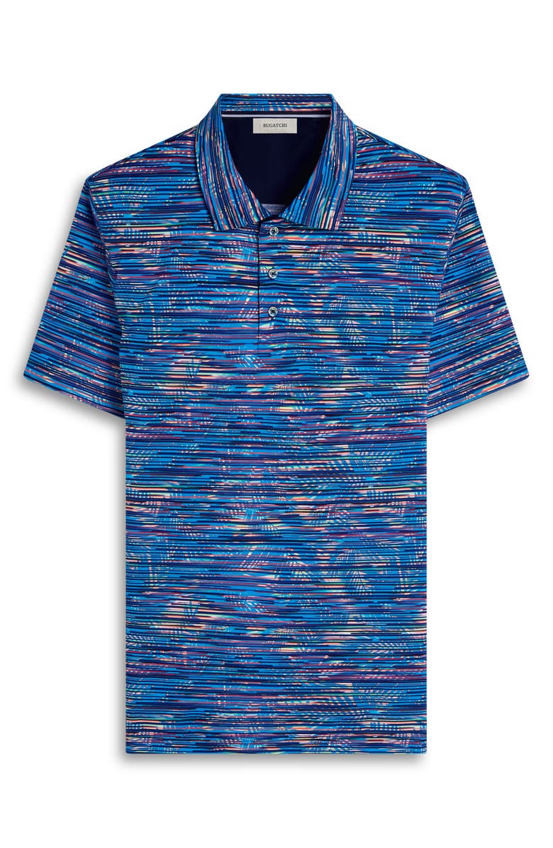 Bugatchi Hendrix Digital Linear Leaf Print Pima Cotton Polo, Alternate, color, Classic Blue