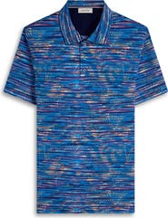 Bugatchi Hendrix Digital Linear Leaf Print Pima Cotton Polo
