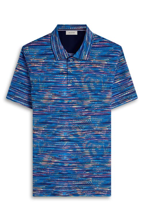 Bugatchi Hendrix Digital Linear Leaf Print Pima Cotton Polo In Blue