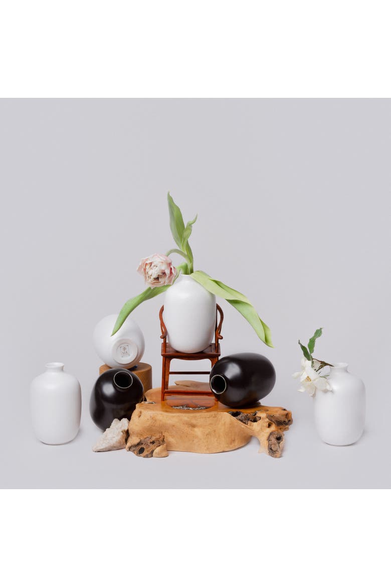 Semi-Matte Porcelain Mini Plum Vase, Alternate, color, Black