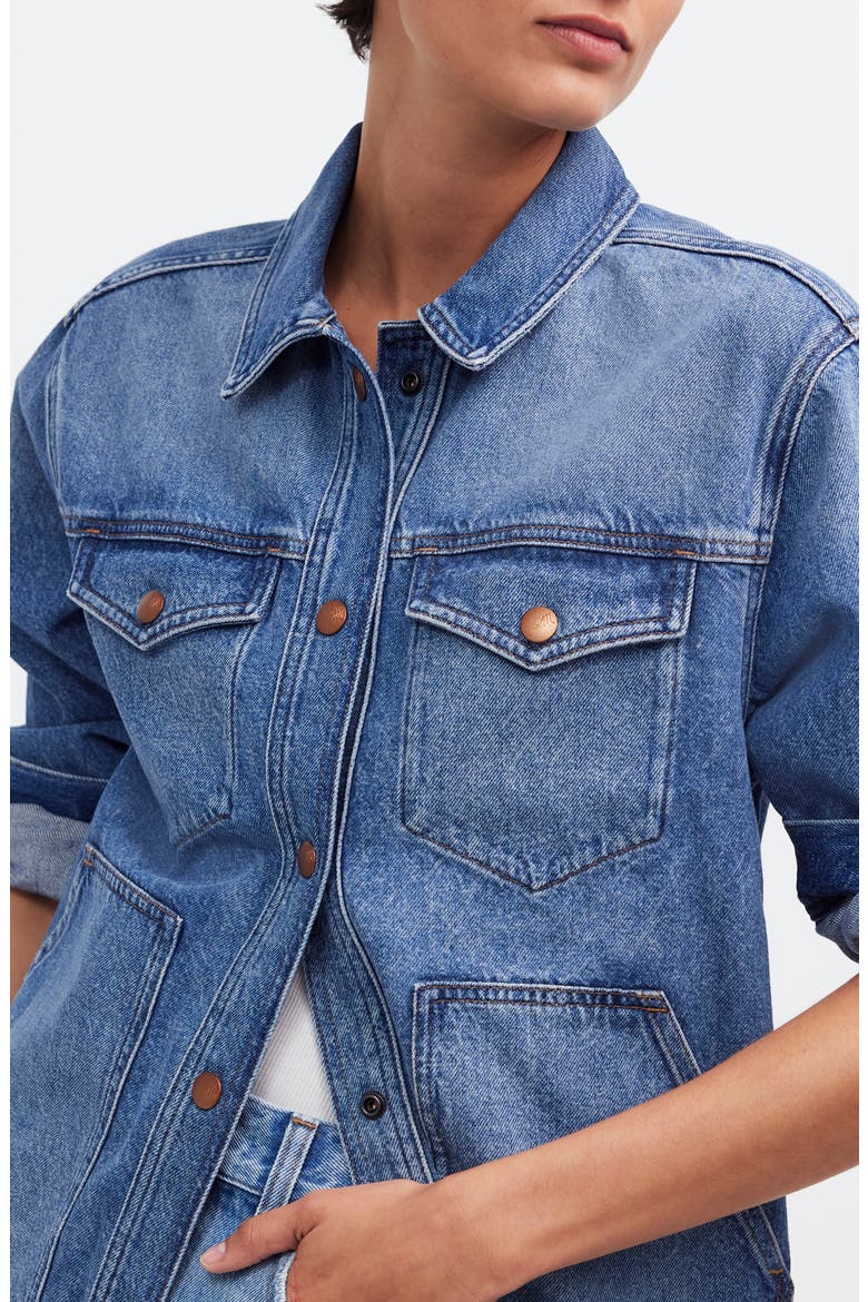 Oversize Trucker Jean Jacket, Alternate, color, SENTELL WASH