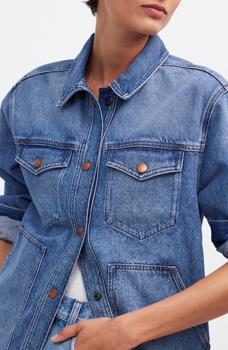 Madewell Oversize Trucker Jean Jacket, Alternate, color, Sentell Wash